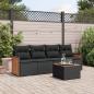 Preview: ARDEBO.de - 5-tlg. Garten-Sofagarnitur mit Kissen Schwarz Poly Rattan