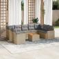 Preview: ARDEBO.de - 10-tlg. Garten-Sofagarnitur mit Kissen Beige Poly Rattan