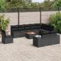 Preview: ARDEBO.de - 11-tlg. Garten-Sofagarnitur mit Kissen Schwarz Poly Rattan