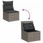 Preview: 4-tlg. Garten-Sofagarnitur mit Kissen Grau Poly Rattan