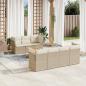 Preview: ARDEBO.de - 8-tlg. Garten-Sofagarnitur mit Kissen Beige Poly Rattan