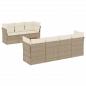 Preview: 8-tlg. Garten-Sofagarnitur mit Kissen Beige Poly Rattan