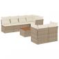 Preview: ARDEBO.de - 8-tlg. Garten-Sofagarnitur mit Kissen Beige Poly Rattan