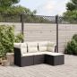 Preview: ARDEBO.de - 4-tlg. Garten-Sofagarnitur mit Kissen Schwarz Poly Rattan