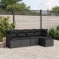 Preview: ARDEBO.de - 5-tlg. Garten-Sofagarnitur mit Kissen Schwarz Poly Rattan