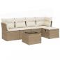 Preview: 6-tlg. Garten-Sofagarnitur mit Kissen Beige Poly Rattan