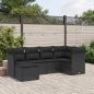 Preview: ARDEBO.de - 6-tlg. Garten-Sofagarnitur mit Kissen Schwarz Poly Rattan