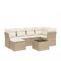 Preview: 7-tlg. Garten-Sofagarnitur mit Kissen Beige Poly Rattan