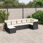 Preview: ARDEBO.de - 7-tlg. Garten-Sofagarnitur mit Kissen Schwarz Poly Rattan