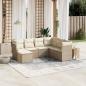 Preview: ARDEBO.de - 7-tlg. Garten-Sofagarnitur mit Kissen Beige Poly Rattan