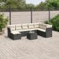 Preview: ARDEBO.de - 9-tlg. Garten-Sofagarnitur mit Kissen Schwarz Poly Rattan