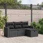 Preview: ARDEBO.de - 4-tlg. Garten-Sofagarnitur mit Kissen Schwarz Poly Rattan