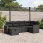 Preview: ARDEBO.de - 6-tlg. Garten-Sofagarnitur mit Kissen Schwarz Poly Rattan