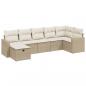 Preview: 7-tlg. Garten-Sofagarnitur mit Kissen Beige Poly Rattan