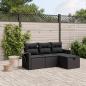 Preview: ARDEBO.de - 4-tlg. Garten-Sofagarnitur mit Kissen Schwarz Poly Rattan