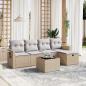 Preview: ARDEBO.de - 6-tlg. Garten-Sofagarnitur mit Kissen Beige Poly Rattan