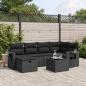 Preview: ARDEBO.de - 7-tlg. Garten-Sofagarnitur mit Kissen Schwarz Poly Rattan