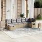 Preview: ARDEBO.de - 7-tlg. Garten-Sofagarnitur mit Kissen Beige Poly Rattan