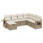 Preview: 7-tlg. Garten-Sofagarnitur mit Kissen Beige Poly Rattan