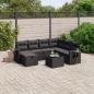 Preview: ARDEBO.de - 8-tlg. Garten-Sofagarnitur mit Kissen Schwarz Poly Rattan