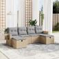 Preview: ARDEBO.de - 6-tlg. Garten-Sofagarnitur mit Kissen Beige Poly Rattan