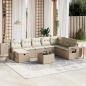 Preview: ARDEBO.de - 9-tlg. Garten-Sofagarnitur mit Kissen Beige Poly Rattan