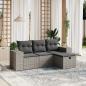 Preview: ARDEBO.de - 4-tlg. Garten-Sofagarnitur mit Kissen Grau Poly Rattan