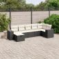 Preview: ARDEBO.de - 7-tlg. Garten-Sofagarnitur mit Kissen Schwarz Poly Rattan