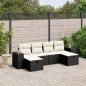 Preview: ARDEBO.de - 6-tlg. Garten-Sofagarnitur mit Kissen Schwarz Poly Rattan