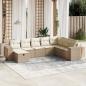 Preview: ARDEBO.de - 8-tlg. Garten-Sofagarnitur mit Kissen Beige Poly Rattan