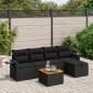 Preview: ARDEBO.de - 6-tlg. Garten-Sofagarnitur mit Kissen Schwarz Poly Rattan