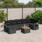 Preview: ARDEBO.de - 8-tlg. Garten-Sofagarnitur mit Kissen Schwarz Poly Rattan