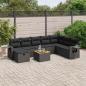 Preview: ARDEBO.de - 9-tlg. Garten-Sofagarnitur mit Kissen Schwarz Poly Rattan