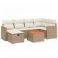 Preview: 7-tlg. Garten-Sofagarnitur mit Kissen Beige Poly Rattan