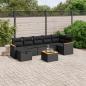 Preview: ARDEBO.de - 8-tlg. Garten-Sofagarnitur mit Kissen Schwarz Poly Rattan