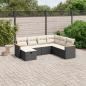 Preview: ARDEBO.de - 7-tlg. Garten-Sofagarnitur mit Kissen Schwarz Poly Rattan