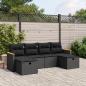 Preview: ARDEBO.de - 6-tlg. Garten-Sofagarnitur mit Kissen Schwarz Poly Rattan