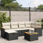 Preview: ARDEBO.de - 7-tlg. Garten-Sofagarnitur mit Kissen Schwarz Poly Rattan