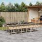 Preview: ARDEBO.de - 13-tlg. Garten-Essgruppe mit Kissen Beigemischung Poly Rattan