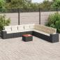 Preview: ARDEBO.de - 10-tlg. Garten-Sofagarnitur mit Kissen Schwarz Poly Rattan