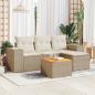 Preview: ARDEBO.de - 5-tlg. Garten-Sofagarnitur mit Kissen Beige Poly Rattan