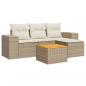 Preview: 5-tlg. Garten-Sofagarnitur mit Kissen Beige Poly Rattan