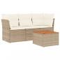 Preview: 4-tlg. Garten-Sofagarnitur mit Kissen Beige Poly Rattan