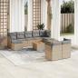 Preview: ARDEBO.de - 10-tlg. Garten-Sofagarnitur mit Kissen Beige Poly Rattan