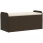 Preview: ARDEBO.de - Sitzbank mit Stauraum & Kissen Braun 115x51x52 cm Poly Rattan