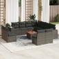 Preview: ARDEBO.de - 12-tlg. Garten-Sofagarnitur mit Kissen Grau Poly Rattan