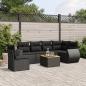 Preview: ARDEBO.de - 7-tlg. Garten-Sofagarnitur mit Kissen Schwarz Poly Rattan