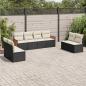 Preview: ARDEBO.de - 8-tlg. Garten-Sofagarnitur mit Kissen Schwarz Poly Rattan