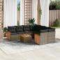 Preview: ARDEBO.de - 9-tlg. Garten-Sofagarnitur mit Kissen Grau Poly Rattan