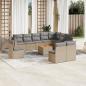 Preview: ARDEBO.de - 11-tlg. Garten-Sofagarnitur mit Kissen Beige Poly Rattan